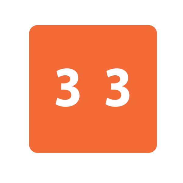 Ames - Filing Labels - Large - Number 3 1-7/8" x 1-7/8" Orange